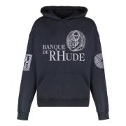 Katoenen Printed Hoodie met Geribbelde Details Rhude , Black , Heren