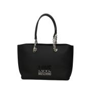 Zwarte Shopper Tas met Gouden Details Moschino , Black , Dames