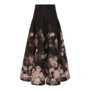 Zwart Zijde Linnen Midi Rok Zimmermann , Multicolor , Dames