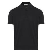 Ritssluiting Polo Shirt in Katoen Canali , Black , Heren