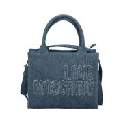 Blauwe handtas met gouden details Moschino , Blue , Dames