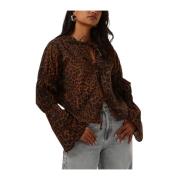 Luipaardprint Gemma Blouse Refined Department , Brown , Dames