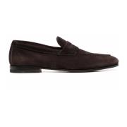 Bruine Suède Penny Loafer Schoenen Santoni , Brown , Heren