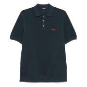 Katoenen Polo Shirt met 3 Knopen Ermenegildo Zegna , Blue , Heren