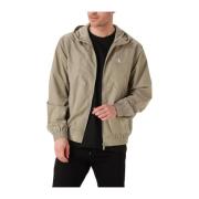 Khaki Nylon Hooded Windbreaker Jas Calvin Klein , Beige , Heren