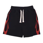 Vlammenprint Zwart/Rode Shorts Vision OF Super , Black , Heren