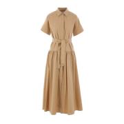 Midi Katoenen Overhemdjurk Zand Max Mara , Beige , Dames