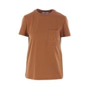 Bruine Katoenen T-shirt met Monogram Borduurwerk Max Mara , Brown , Da...