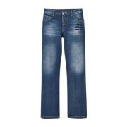 Indigo Denim Straight-Fit Jeans met Borduurwerk Marc Jacobs , Blue , D...