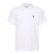 Witte Polo Shirt Katoen Geborduurd Logo Ami Paris , White , Dames