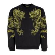 Draken Geborduurde Crewneck Sweatshirt Zwart Iuter , Black , Heren