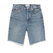 Cerulean Blue Denim Shorts met Ruwe Snede Agolde , Blue , Dames