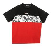 Heren Tee Zwart/Rood/Wit Stijlvol Shirt Fila , Multicolor , Heren