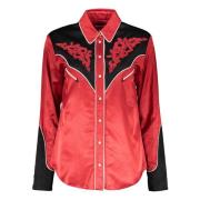 Contrast Applicatie Lange Mouw Shirt Kenzo , Red , Dames