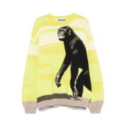 Lime Green Crew Neck Sweater Moschino , Green , Heren