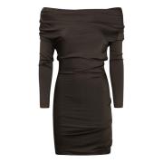 Bruine Stretch Jersey Minijurk Aw24 Alexander McQueen , Brown , Dames