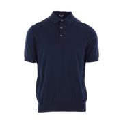 Blauw Poloshirt met Ribdetails Caruso , Blue , Heren