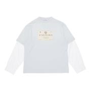 Gelaagd Print T-Shirt met Mesh Mouwen Acne Studios , Gray , Heren