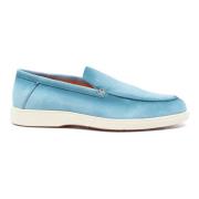 Leren Suède Loafers met Rubberen Zool Santoni , Blue , Heren