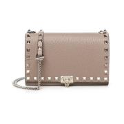 Roze Rockstud Flap Tas met Ketting Valentino Garavani , Pink , Dames