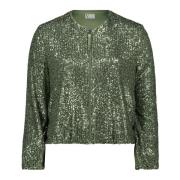 Pailletten Blouson Jas vera mont , Green , Dames