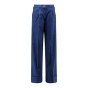 Wijde pasvorm bodemvouw jeans Valentino , Blue , Dames