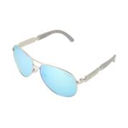 Grijze Aviator Zonnebril met Blauwe Lenzen Guess , Gray , Dames