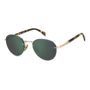 Goud Havana/Groen Gespiegelde Zonnebril Eyewear by David Beckham , Bro...