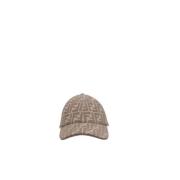 Duifgrijs Baseball Cap Denim Jacquard Fendi , Gray , Dames