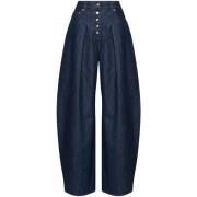 Donkerblauwe Denim Wide Leg Jeans Jacquemus , Blue , Dames