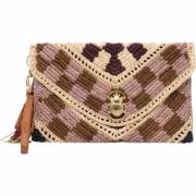 Raffia Alicia Clutch Tas Pruim Roze Claris Virot , Multicolor , Dames