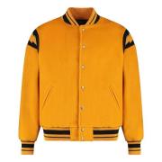 Geribbelde wollen bomberjack met leren details Rhude , Orange , Heren