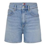 Blauwe Denim Shorts met Zakken Tommy Jeans , Blue , Dames