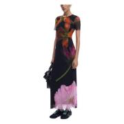 Zwarte Korte Mouw Jurk Lente/Zomer Desigual , Multicolor , Dames