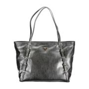 Metallic Tote Tas met Rits Sluiting Guess , Black , Dames