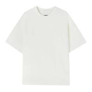 Witte Katoenen T-shirt met Logolabel Jil Sander , White , Heren