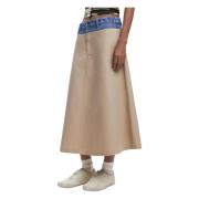 Beige Rok met Voorzakken Desigual , Beige , Dames