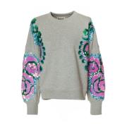 Bloemenborduurwerk Sweatshirt Essentiel Antwerp , Gray , Dames