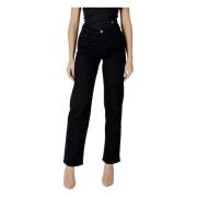 Zwarte rits knoop jeans met zakken Ichi , Black , Dames