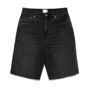 Zwarte Denim Shorts Klassieke Stijl Haikure , Black , Heren