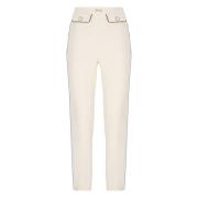 Ivoor Crêpe Broek met Logoknoppen Elisabetta Franchi , Beige , Dames