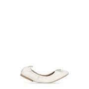 Ivoor Leren Ballet Flats met Strik Hogan , Beige , Dames