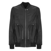 Zwarte Leren Bomberjack met Rits Rick Owens , Black , Heren