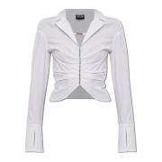 Katoenen shirt met drapering Versace Jeans Couture , White , Dames