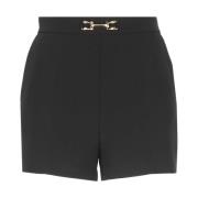 Zwarte Crêpe Shorts met Logoknopen Elisabetta Franchi , Black , Dames