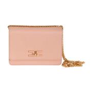 Kleine schoudertas met logoplaat Elisabetta Franchi , Pink , Dames