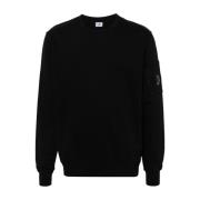 Zwarte Crew Neck Sweater met Mouwritszak C.p. Company , Black , Heren