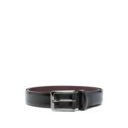 Luxe Zwarte Leren Riem Corneliani , Black , Heren