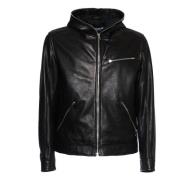 Zwarte Bikerjas met Ritszakken Dondup , Black , Heren