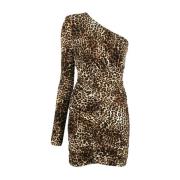 Mini Asymmetrische Luipaardprint Jurk Alexandre Vauthier , Brown , Dam...